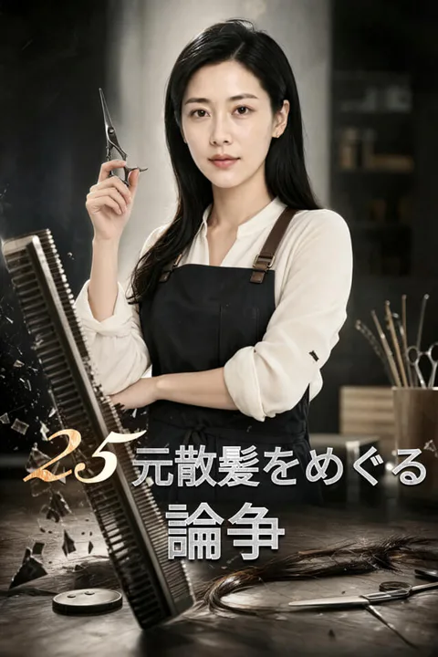 25元散髪をめぐる論争のポスター