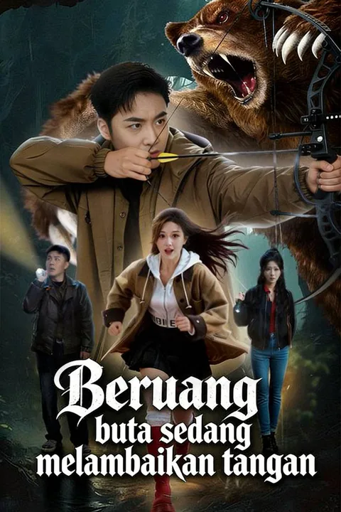 Poster Beruang buta sedang melambaikan tangan