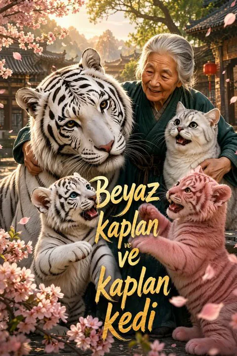Beyaz kaplan ve kaplan kedi afişi