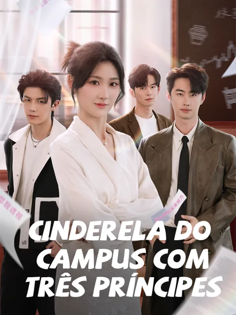 Pôster de Cinderela do campus com três príncipes
