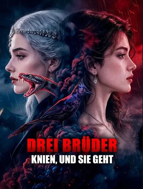 Poster von Drei Brüder knien, und sie geht