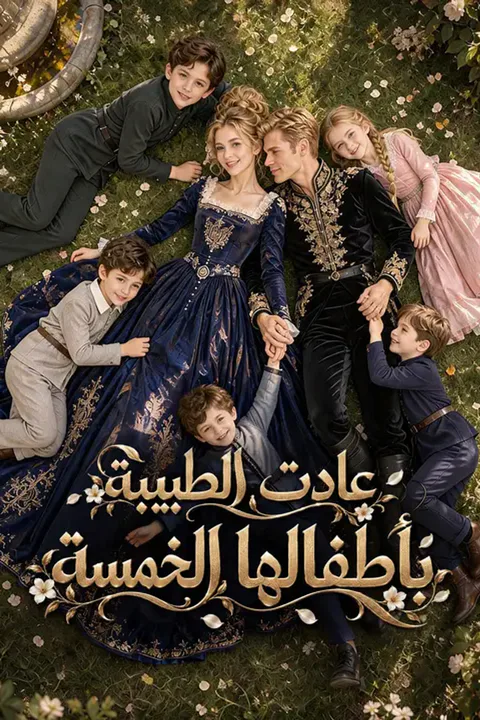 ملصق عادت الطبيبة بأطفالها الخمسة