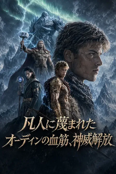 凡人に蔑まれたオーディンの血筋、神威解放のポスター