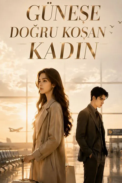 Güneşe doğru koşan kadın afişi