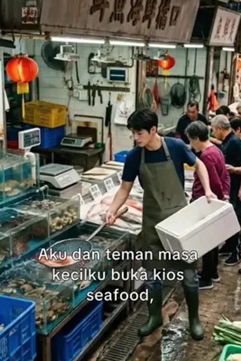 해산물 가판대에서 냉장거물로 포스터