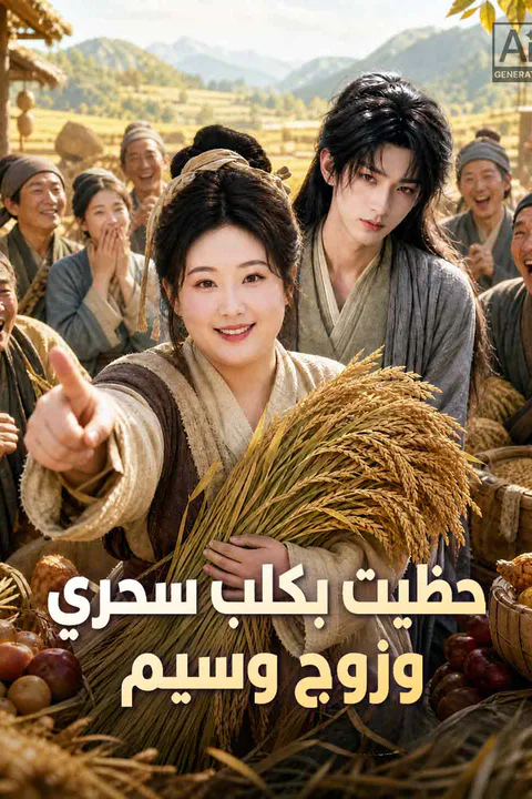 ملصق حظيت بكلب سحري وزوج وسيم