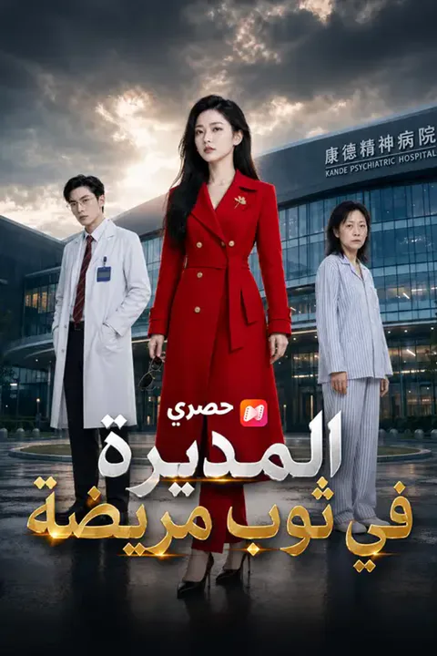 ملصق المديرة في ثوب مريضة