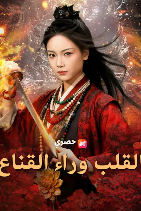 ملصق القلب وراء القناع