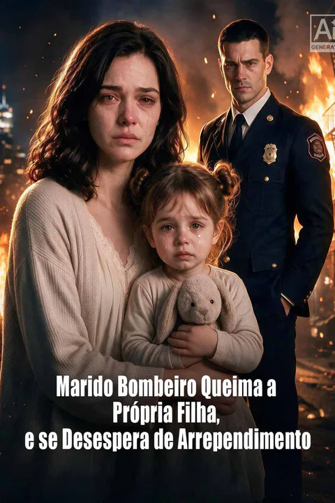 Pôster de Marido Bombeiro Queima a Própria Filha, e se Desespera de Arrependimento