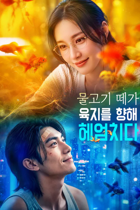 물고기 떼가 육지를 향해 헤엄치다 포스터