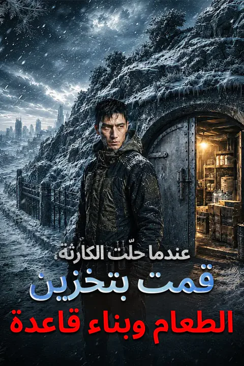 ملصق عندما حلّت الكارثة، قمت بتخزين الطعام وبناء قاعدة