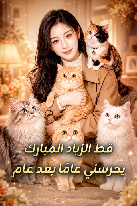 ملصق قط الزباد المبارك يحرسني عامًا بعد عام