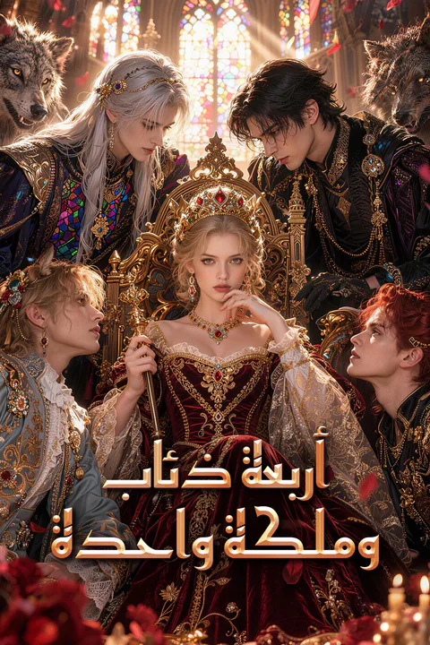 ملصق أربعة ذئاب وملكة واحدة