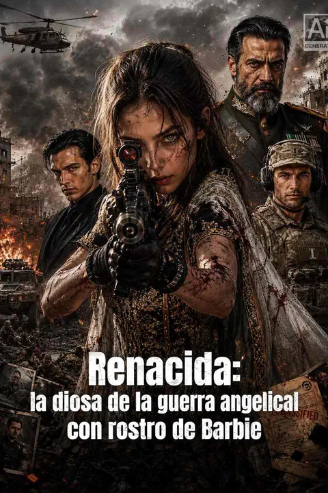 Póster de Renacida: la diosa de la guerra angelical con rostro de Barbie