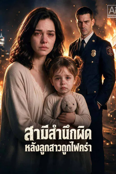 โปสเตอร์ สามีสำนึกผิด หลังลูกสาวถูกไฟคร่า
