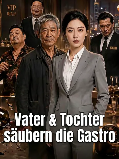 Poster von Vater & Tochter säubern die Gastro