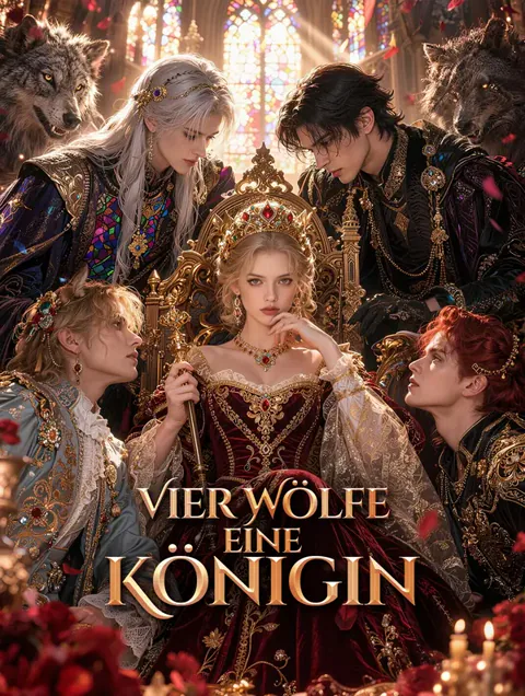 Poster von Vier Wölfe, eine Königin