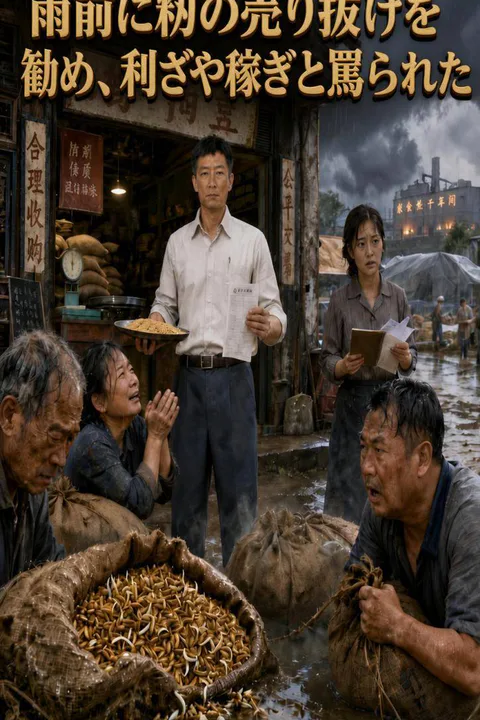 雨前に籾の売り抜けを勧め、利ざや稼ぎと罵られたのポスター